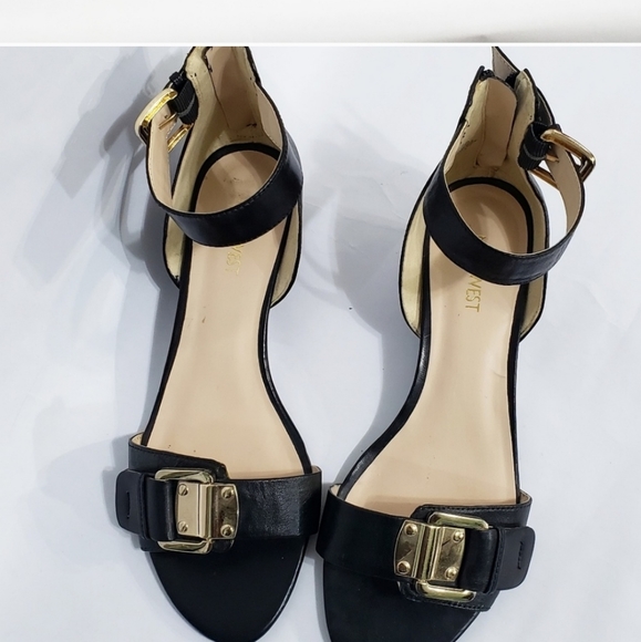 Nine West  Varsha Leather Sandal Wedge sz.8.5 - Picture 2 of 8